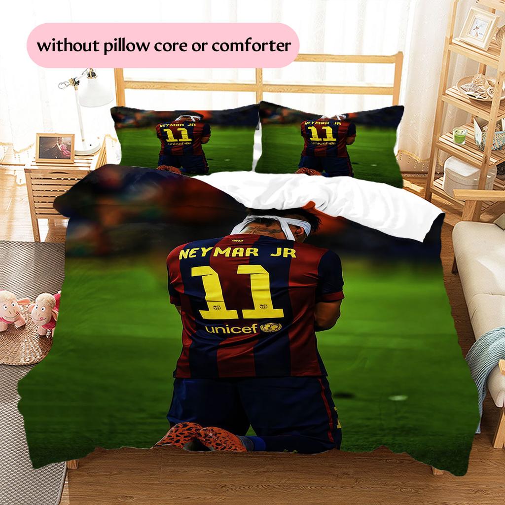 Neymar Muster Bettwäsche Heimdekoration Geburtstagsgeschenk (1 Bettbezug + 2 Kissenbezüge, ohne Füllung),Fanartikel.