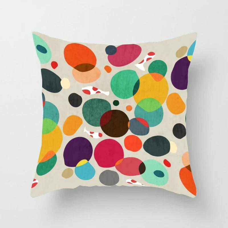 Creative Geometric Colorful Pattern Pillowcase Interior Decoration Office Living Room Home Pillowcase