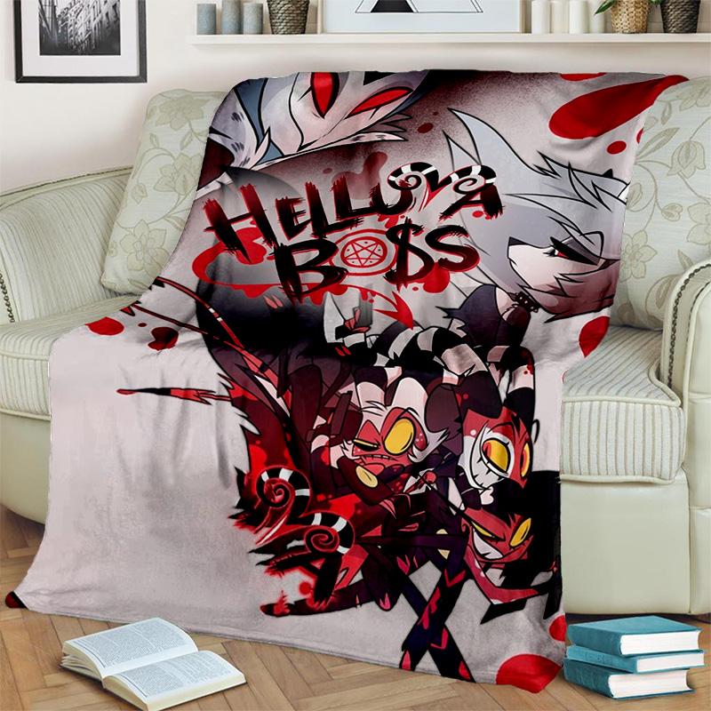 Helluva Boss Blitzo Yetişkin Animasyon Karikatür Battaniye, Yumuşak Atmak Battaniye Ev Yatak Odası Yatak Kanepe Piknik Ofis Kapak Battaniye Çocuk