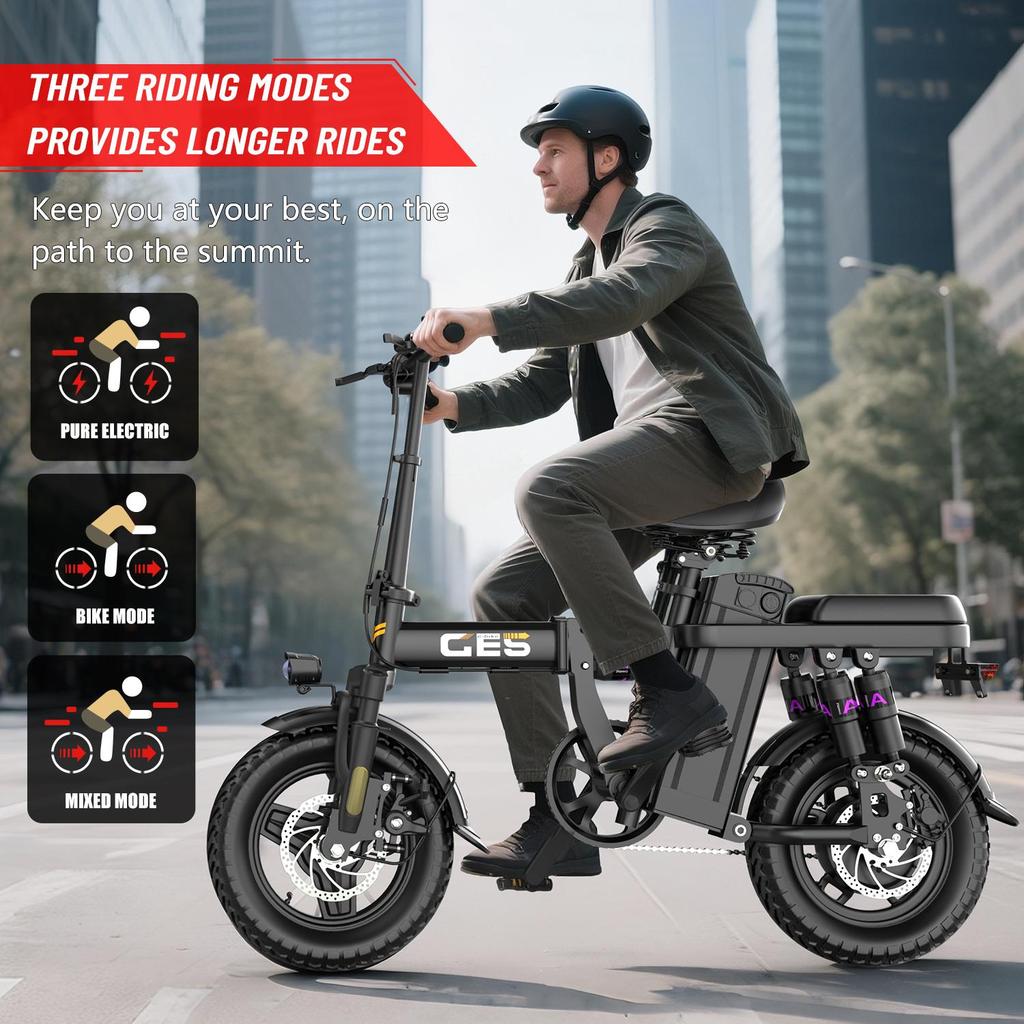 TOOFLY GE5 Adult Electric Bike 25KM/H 500W Motor 48V15Ah Battery City Commuting E-Bike 14'' Tire Foldable Adults Electric Bicycle