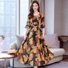 Summer Print Large Size Dress Long Paragraph Fashion Slim Big Swing Beach Skirt Female