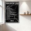 7 Rules of Life Black White Marble Texture Metal Tin Sign Edgy Street Art Graffiti Style Wall Decor for Home Bar Man Cave Aesthe