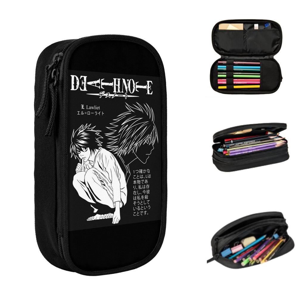 Death Note Lawlet Note Anime Pencil Case for Students School Pen Box Pencil Bag Stationery Supplies Pen Holder Bag