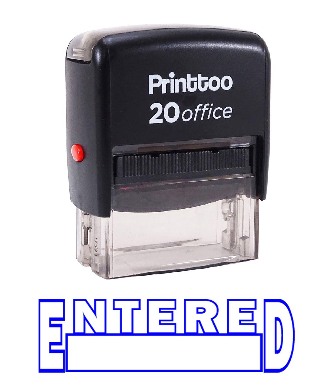 

Printtoo Self Inking Rubber Stamp ENTERED Office Stationary Custom 14 mm x 38 mm (Approx) синій