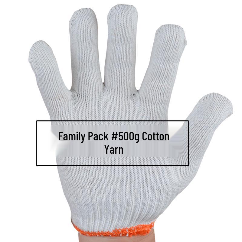 Men's Durable White Cotton Nylon Work Gloves for Construction
