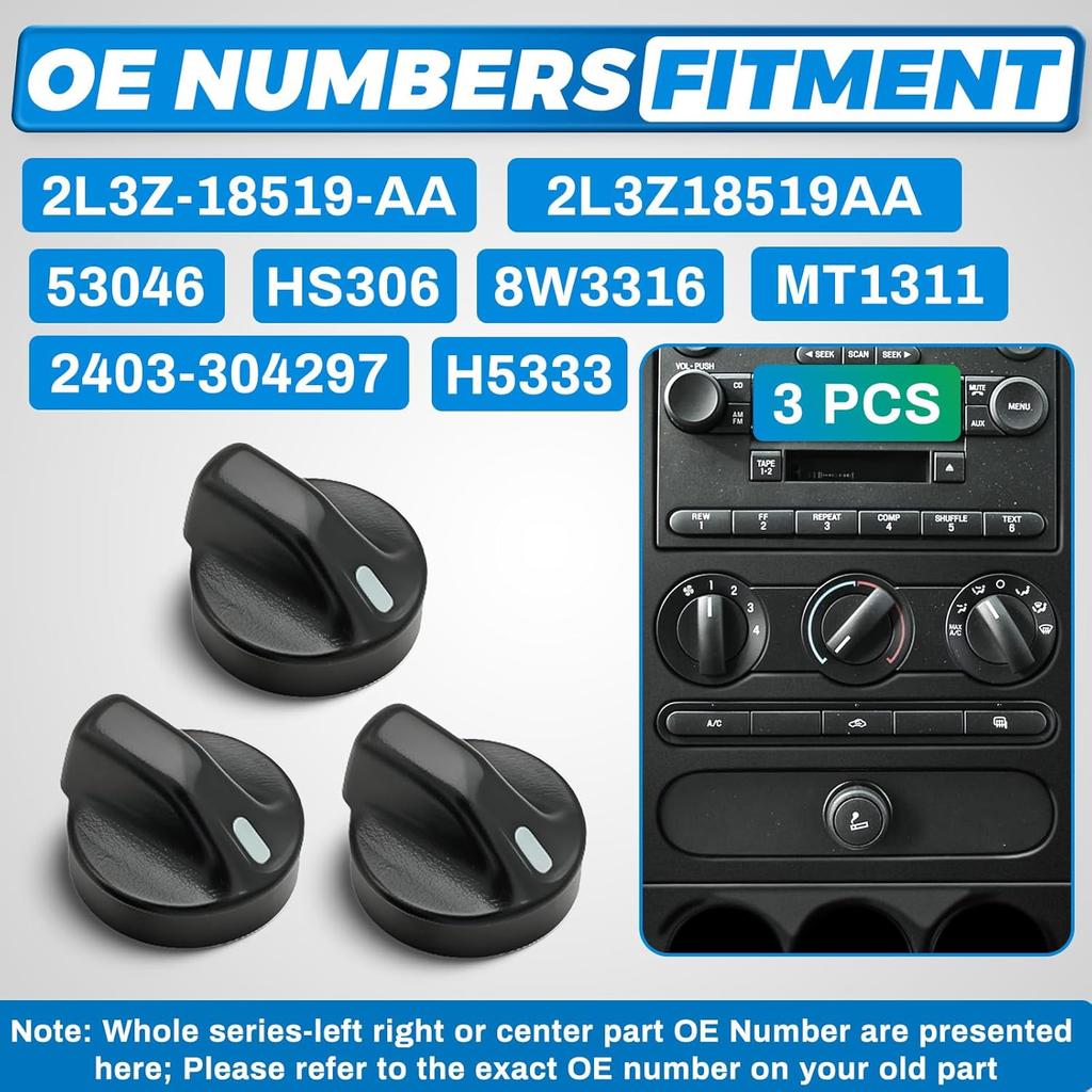 A/C Switch Knob, Air Conditioning Button Knob Compatible with Ford F-150 1997-2008, Ford F-250 1997–1999, Lincoln Mark LT 2006–2008, Replaces