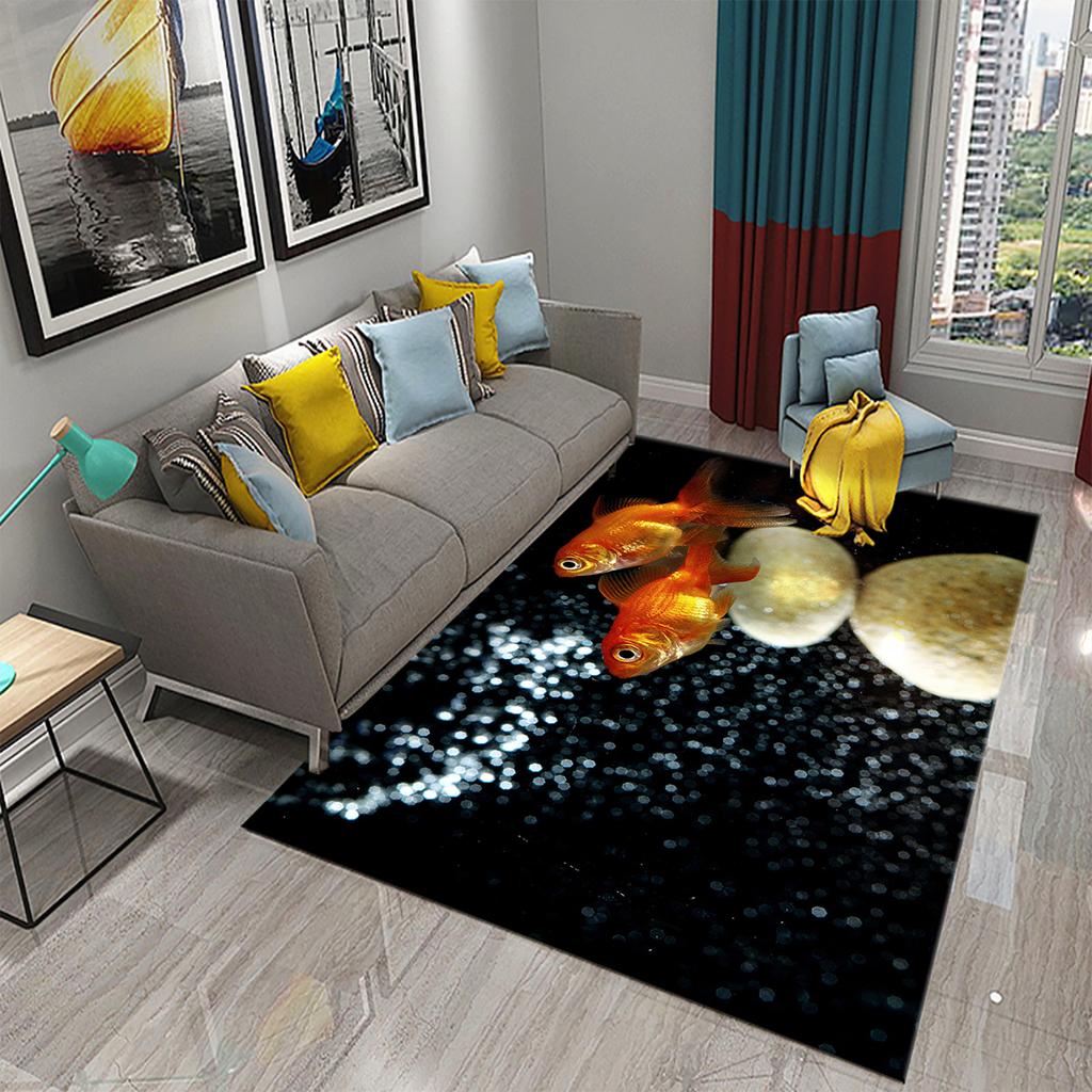 Living Room Kitchen Bedroom Entrance Rug Home Gift Cute Dreamy Goldfish Rug Bathroom Non-Slip Rug Mat
