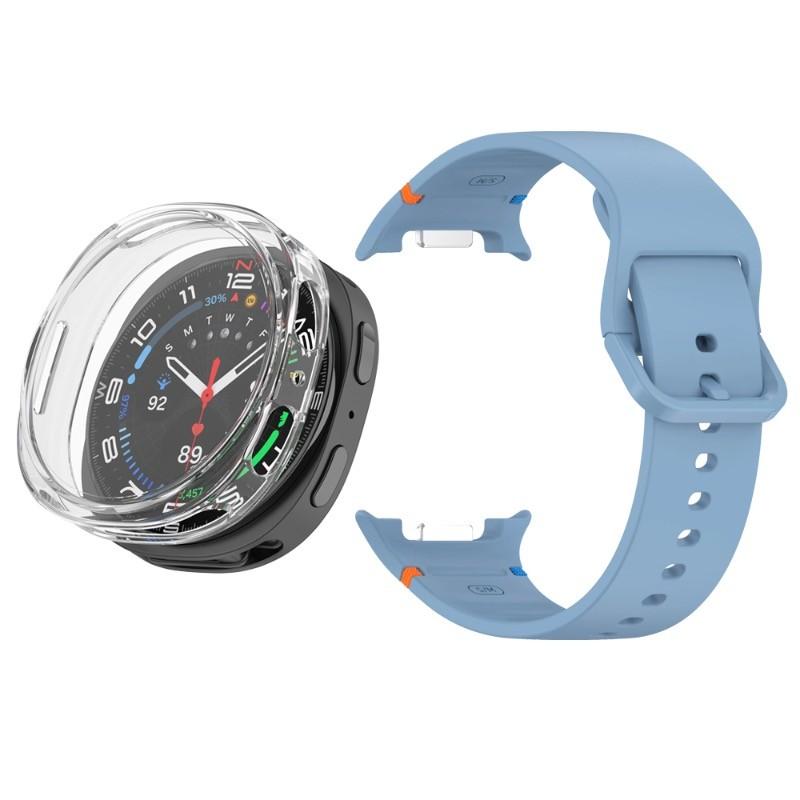 Silicone Strap Replacemnt Watch Band with TPU Shell for Samsung Galaxy Watch 8 40/44mm Classic Ultra2