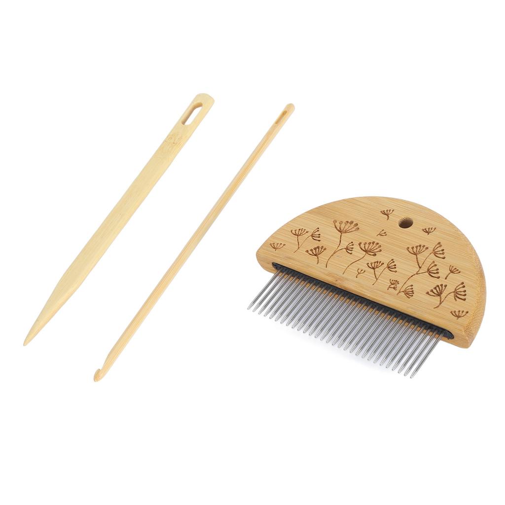 Weaving Loom Comb Professional Wooden Loom Comb Big Eye Needle 4mm Crochet Needle Set for Making DIY Crafts Tool