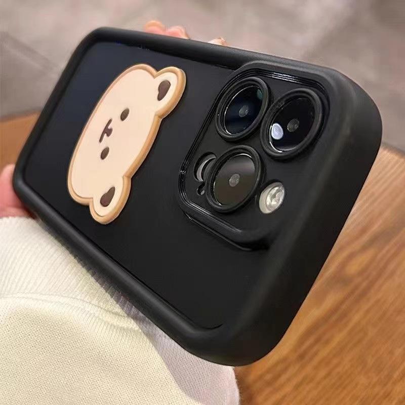 Applicable to iPhone17/16e mobile phone case 15 three-dimensional bear 14 Apple 15pro anti-drop 11 protective case 8 soft case