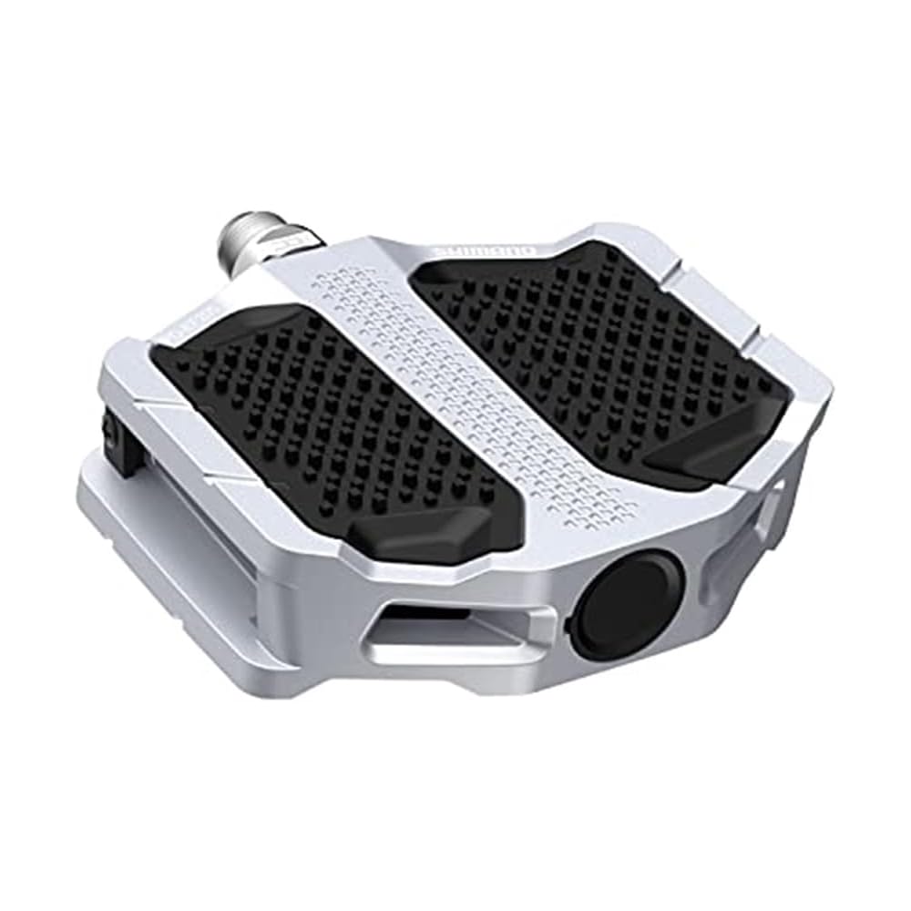 Серебристые педали Shimano PD-EF205 с отражателями для велосипедов