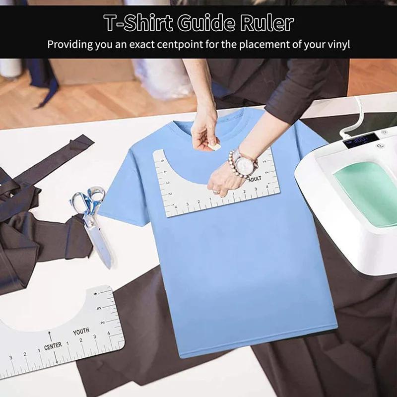 4pcs-T-shirt Alignment Tool Guide Ruler Round Neck Calibration Sewing Scalar Ruler