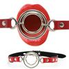 Steel Double Ring Gag Bondage Flail Open Mouth Oral Fixation Mouth Plug Round Stuffed Head Restraints Sex Toy Belt For Couple
