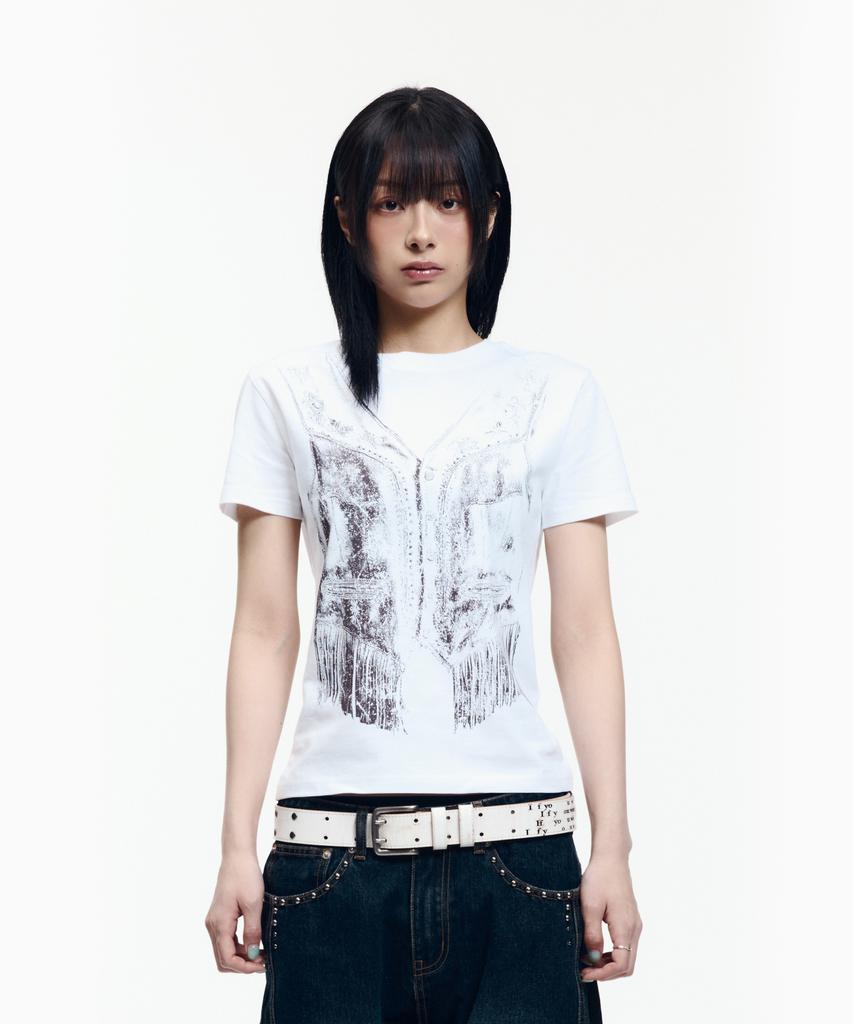 AAKAM Western Vest Half Top (White)