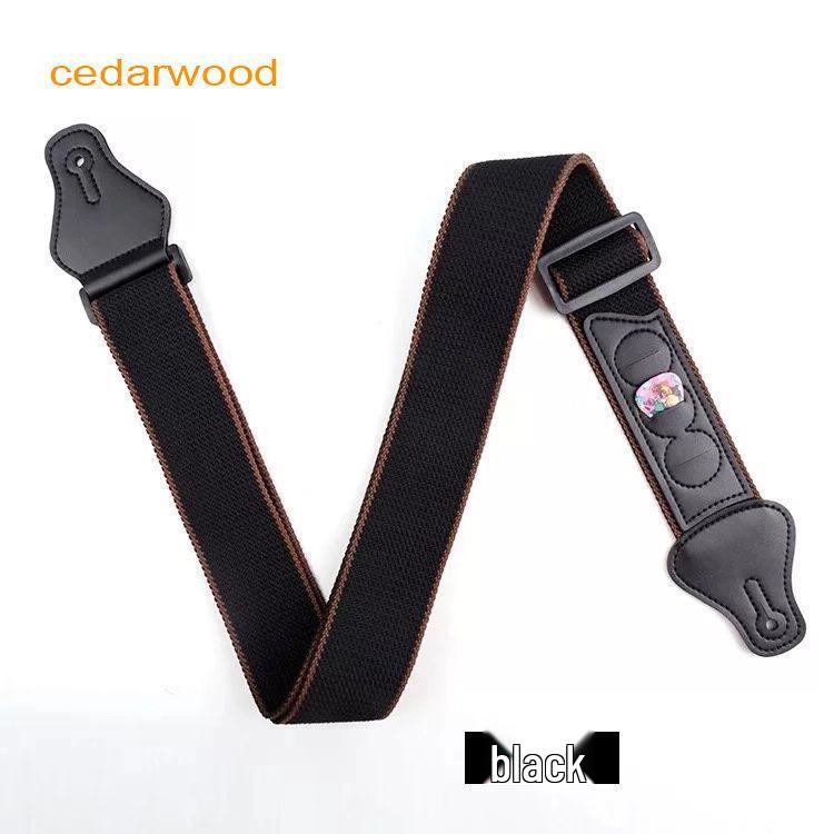 Unisex Classic Guitar Strap with Plectrum Holder for Acoustic & Electric Guitars