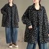 DIMANAF New Plus Size Autumn Women Coat Basic Long Sleeve Jackets Vintage Casual Loose Outerwear Black Cotton