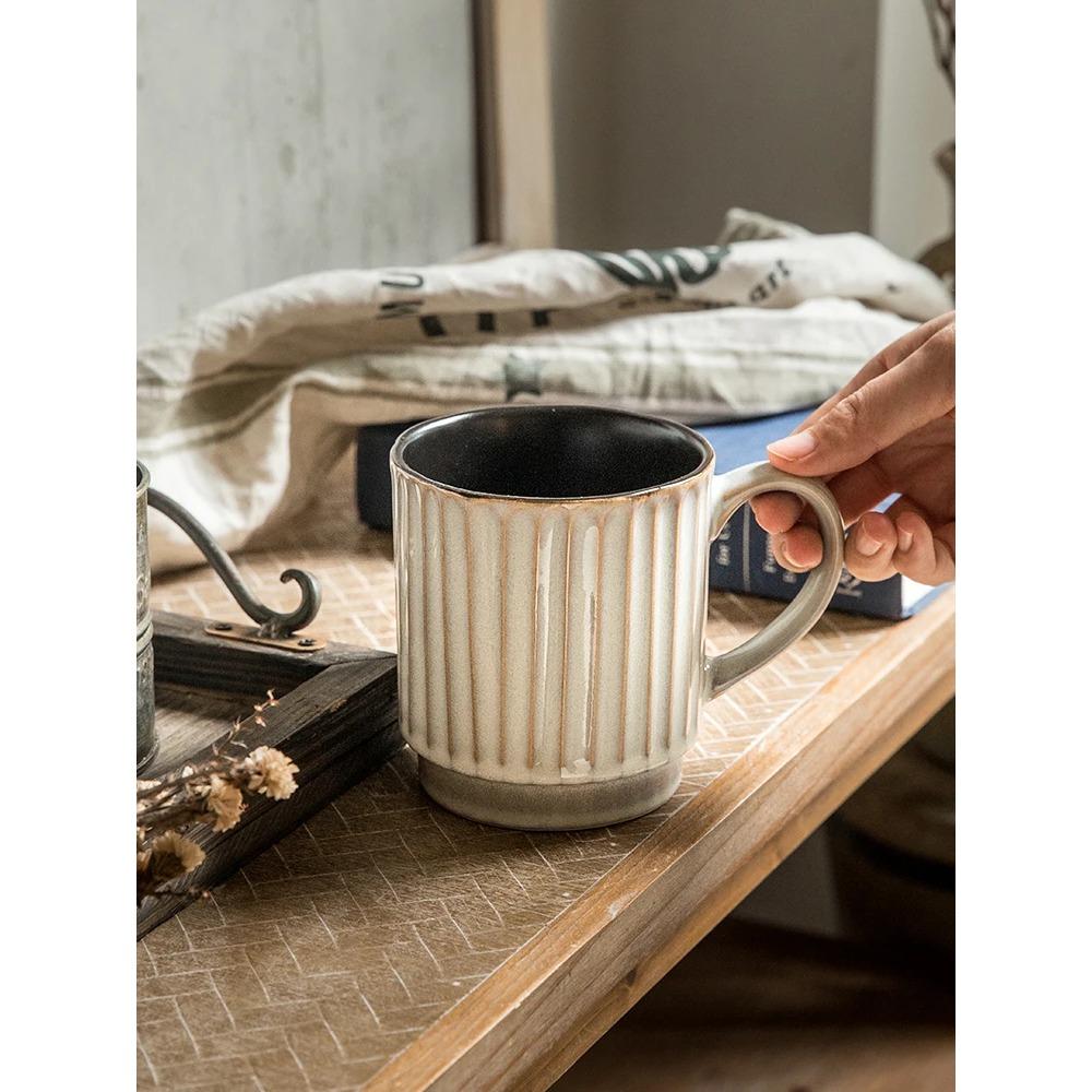 Creative personality mug breakfast cereal milk cute ceramic cup daily household large-capacity Retro coffee cup