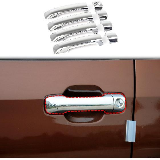 Korlot Exterior Side Door Handles Cover Trim Accessories for 2014-2021 Toyota Tundra (Carbon Fiber) Chrome