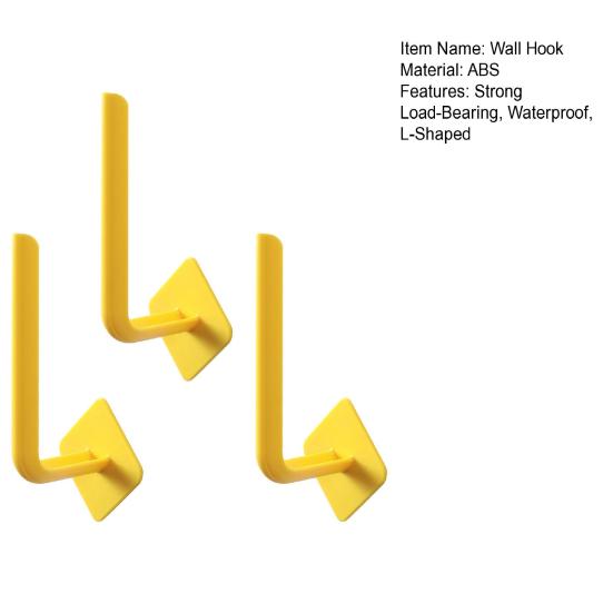 3Pcs Wall Hook Strong Load-Bearing Waterproof L-Shaped Traceless Hanger Traceless Bathroom Kitchen Hook