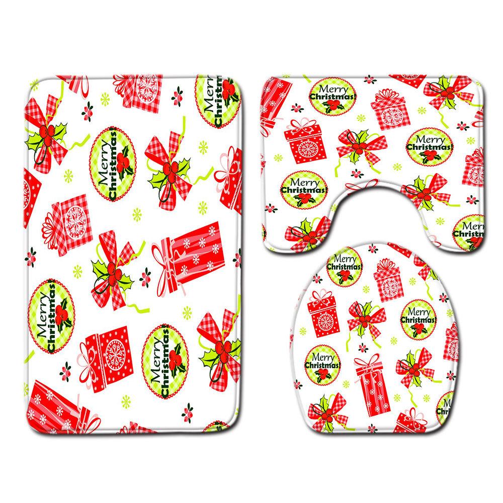 Christmas Bathroom Floor Mat Toilet Three-Piece Set