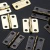 50pcs/box Hinges + 200 Screws Iron Golden/Antique Bronze 4 Holes Durable Furniture Hardware 16*13mm Mini Rounded Hinge Decor