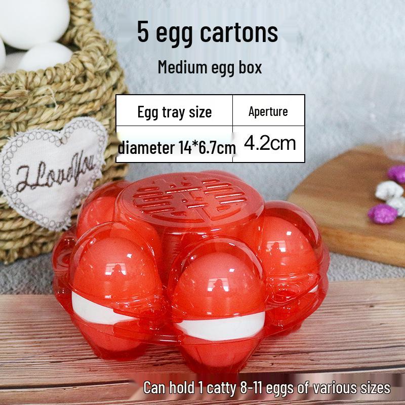 Red Straw-Hatted Egg Tray 100 Eggs 10-Piece Creative Full Moon Design Plastic Packaging Holder 1890₽