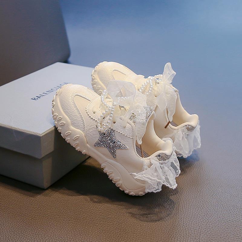 Girls shoes 2025 autumn new children's sports shoes baby girl princess dad shoes