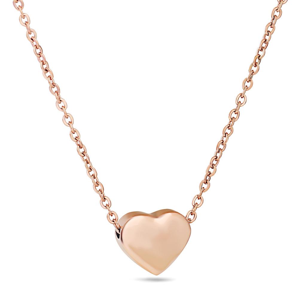 Cross-Border Simple 12MM Heart Necklace: Three-Color Stainless Steel Clavicle Chain with Engravable Pendant for Women