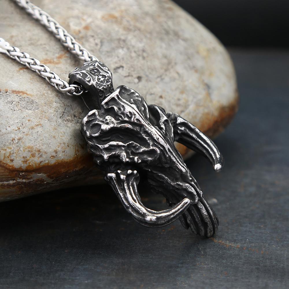 Vintage 316L Stainless Steel Black Mandalorian Pendant Necklaces For Men Gothic Punisher Skull Mask Necklace Biker Jewelry Gifts