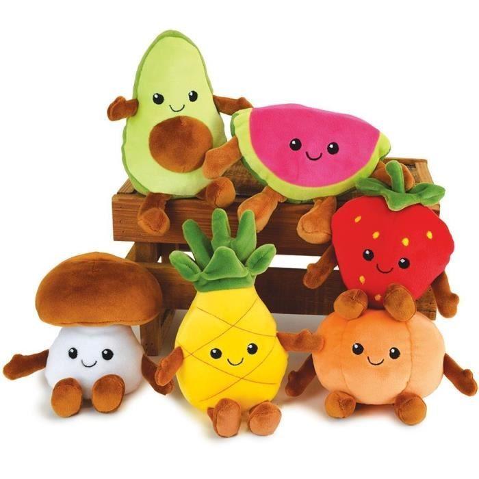 JEMINI Fruity's Kiste mit 6 superweichen Plüschtieren Obst und Gemüse +/- 17 cm