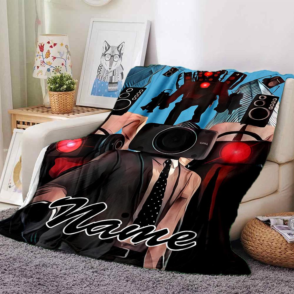 Customizable Skibidi Toilet Multiverse1 Throw Blanket – Personalized Name, All-Season Cozy Snug Blanket, Machine Washable, Personalized Blanket