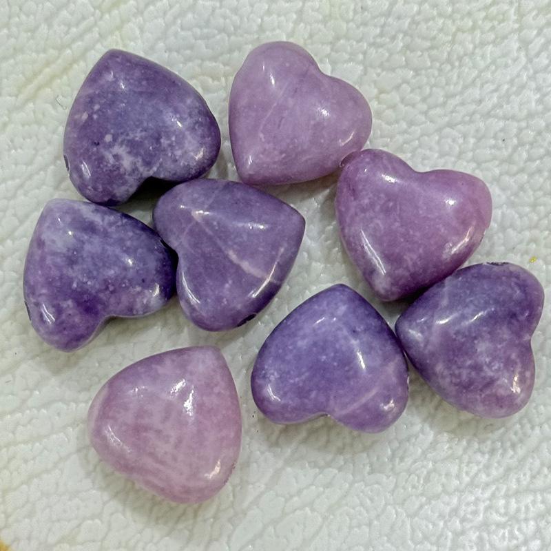 15mm Amethyst Rose Quartz Heart Pendant Jewelry with Horizontal Hole for DIY Crafts