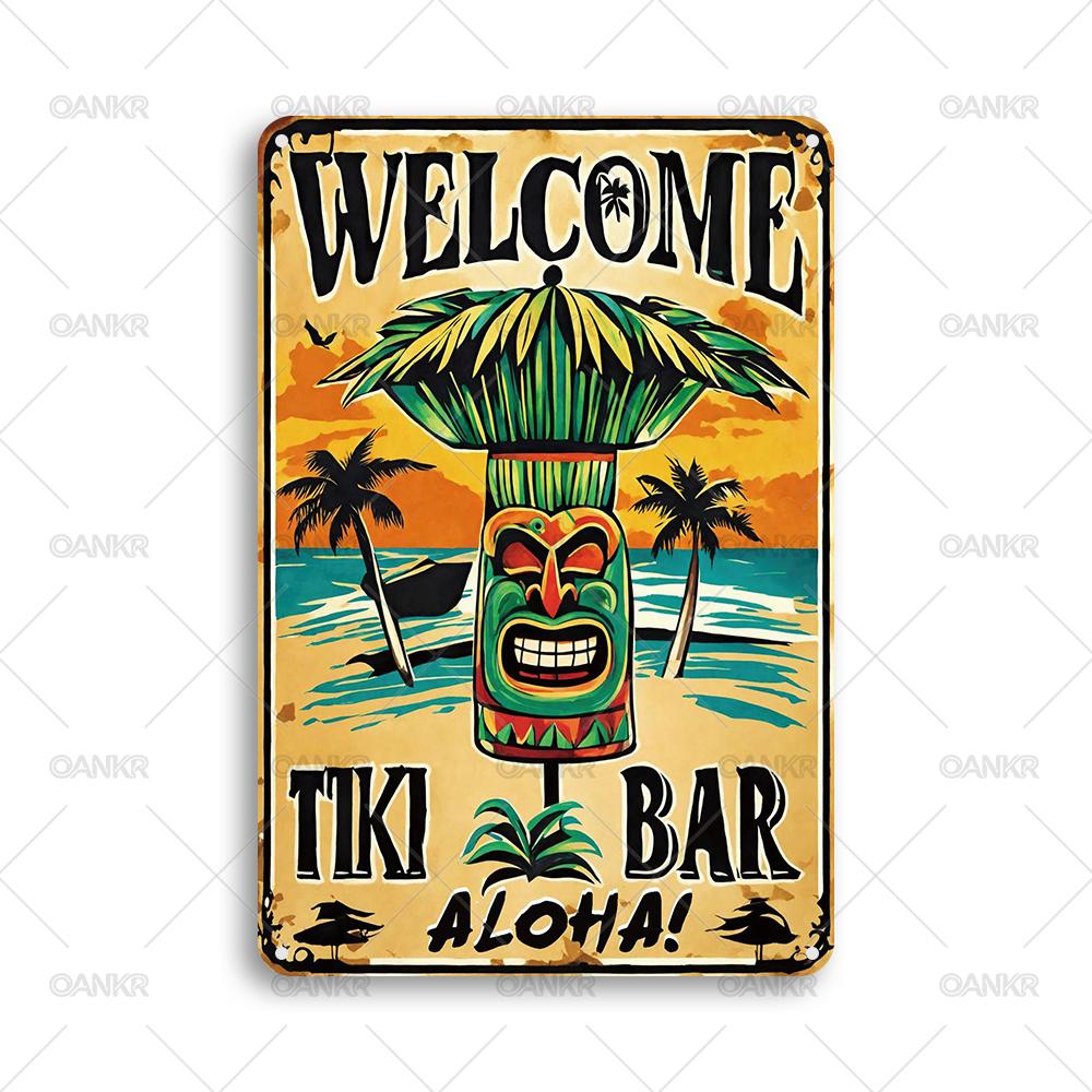 

Vintage Pub Bar Club Decor Poster Metal Tin Sign Welcome Tiki Bar Metal Signs for Backyard Restaurant Home Wall Decor Plaque 20x30cm