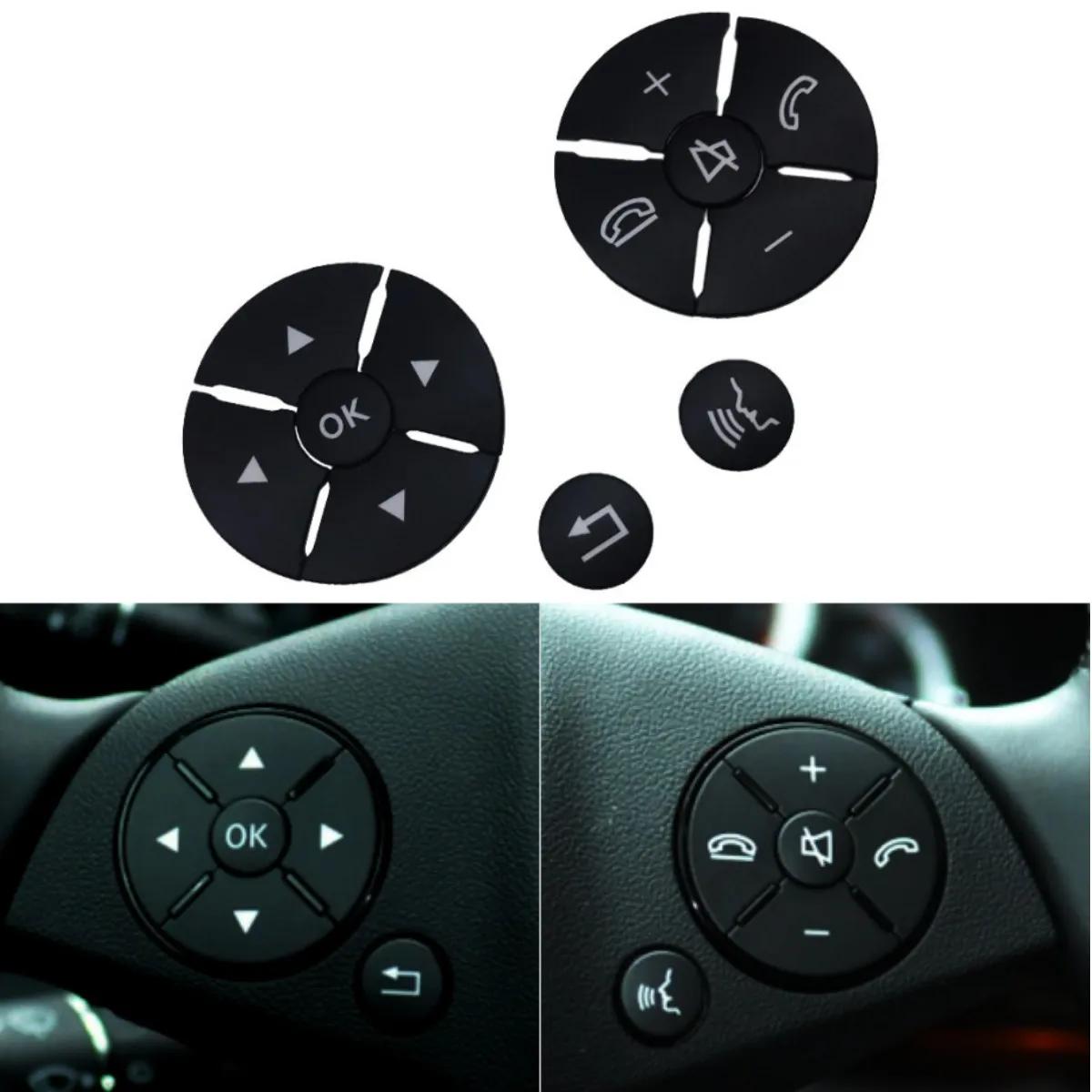 

Auto Parts For Mercedes Benz C E S GLK Class W204 W212 W221 X204 Steering Wheel Button Trim Car Sticker Interior Accessories чёрный