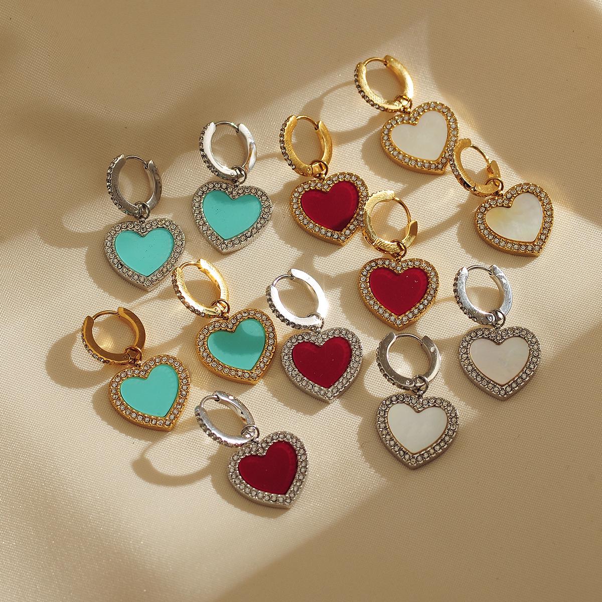 

Mother s Day Heart Earrings: Real Gold-Plated Stainless Steel with High-End French Design. красный/серебряный