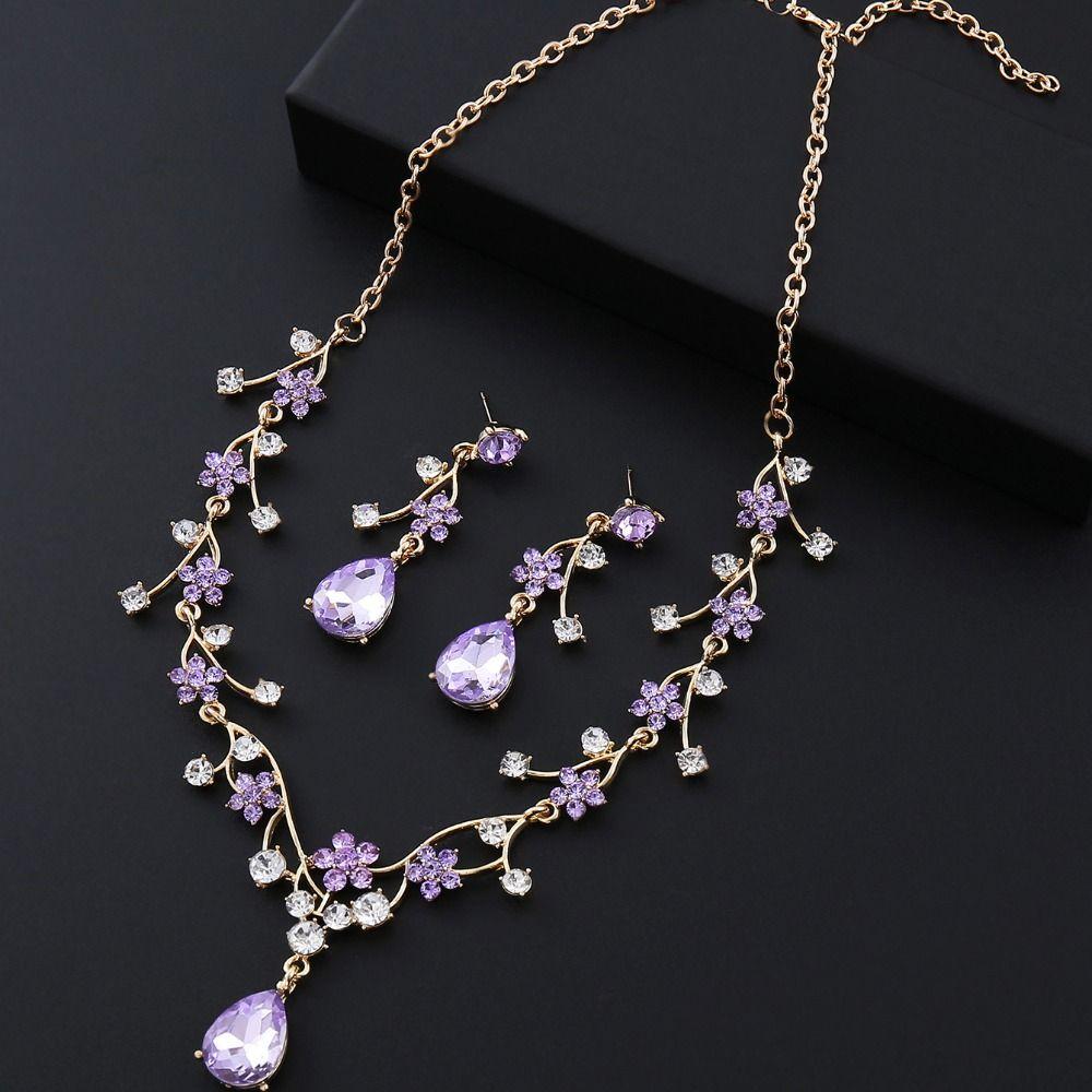 Golden Exquisite Jewelry Sets Shiny Choker Necklace Earring Set  Jewelry Gifts
