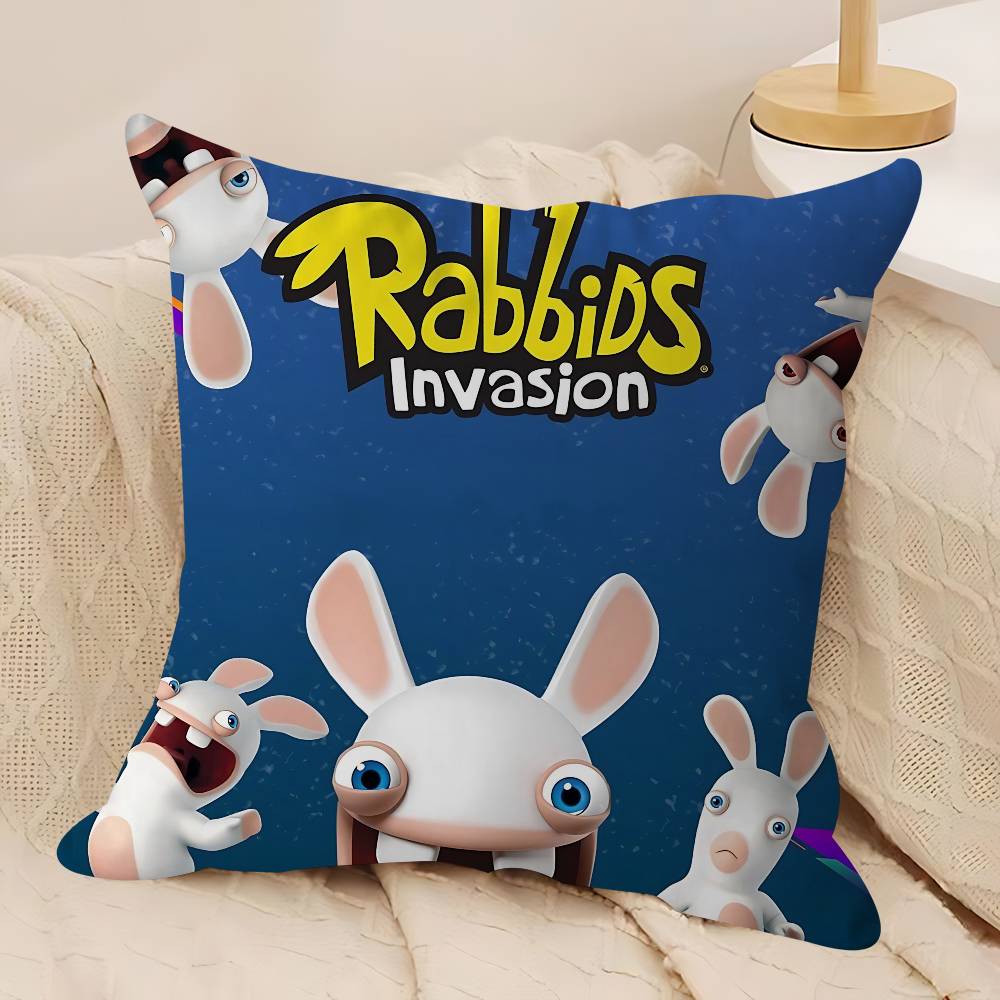 CUTE Cartoon I-Invasion Rabbids Pillow Case Removable Washable Cushion Cover – All-Season Soft Linen