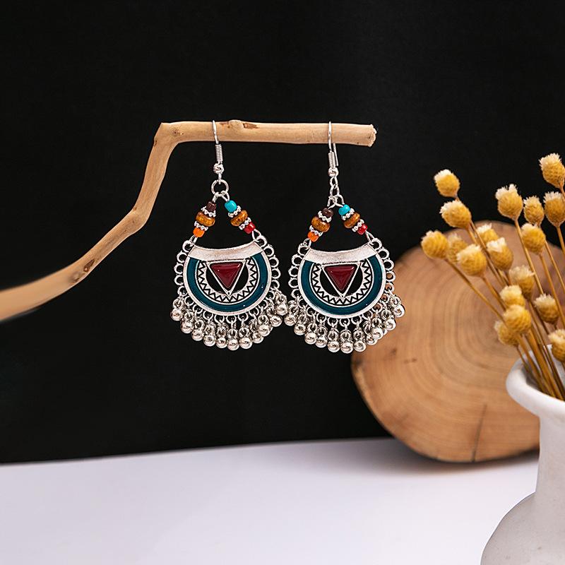 Europe, America, Bohemian Ethnic Style Stud Earrings, Long Fringed Metal Earrings, Fashion, Exotic Style Earrings Wholesale