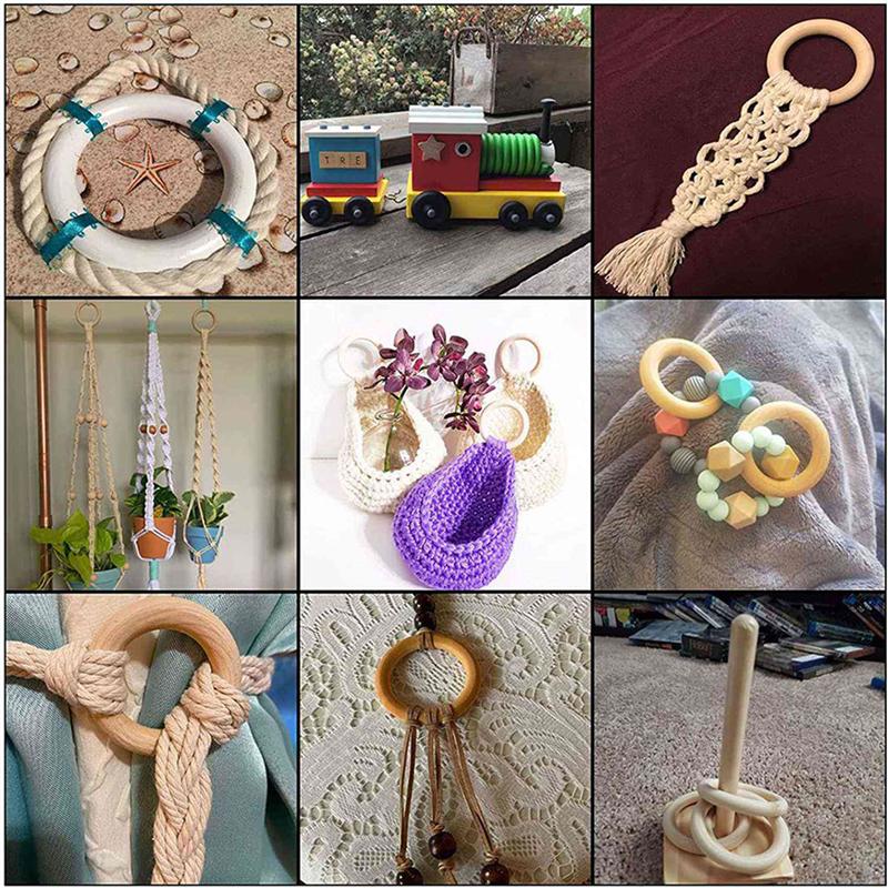 A89X 200PCS Natural Wood Rings For Crafts 55Mm Lace Rings Solid Wood Rings For DIY Crafts, Connectors Jewelry Making