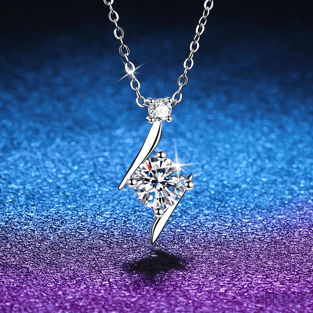1CT S925 Sterling Silver Moissanite Necklace Lightning Star Pendant D VVS1 Ladies Exquisite Jewelry