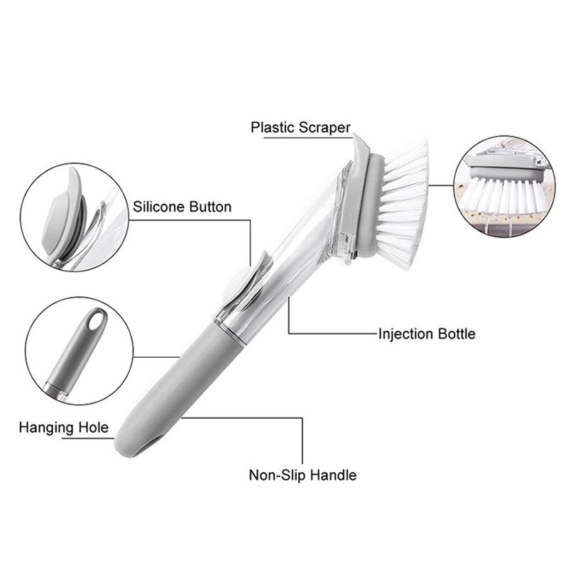 AT21-Professional Long-Handled Cleaning Brush Multi-Purpose Dish Brush Dish Brush With Soap Dispenser