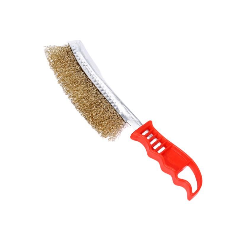 

Multi-function Tool Wire Brush Copper Plated (Stainless Steel Brush, 1PCS) Long Handle Kitchen Grill Special Plate Rust Removal жёлтый