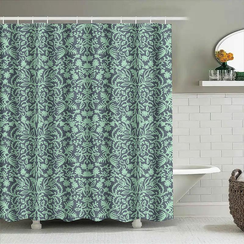 Nature Scene Shower Curtain Dark Green Forest Print With Deer Trees Waterproof Fabric For Bathroom Decor 72 X 78 Inches