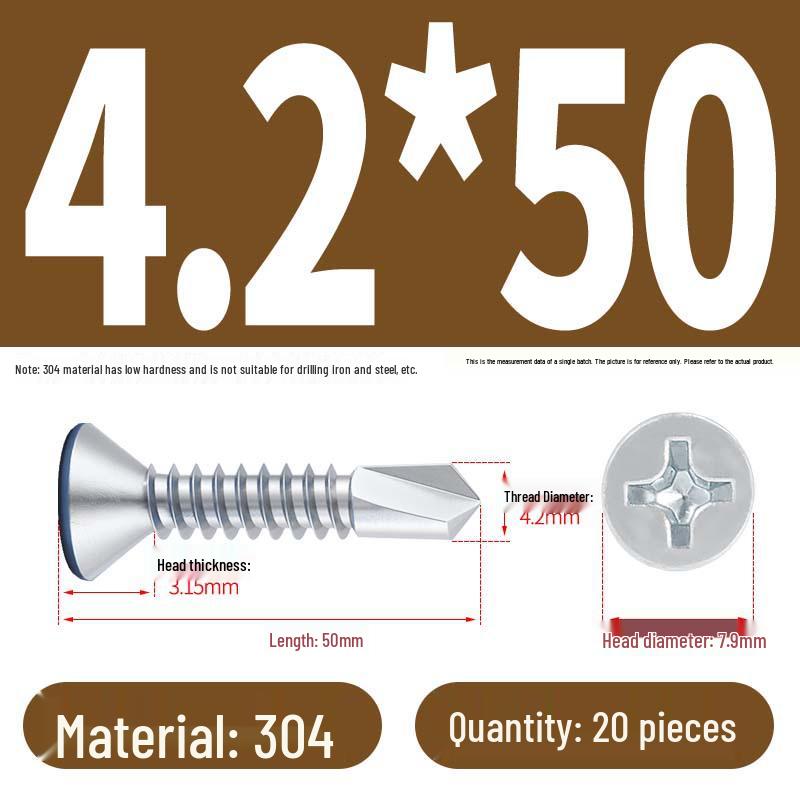 Phillips Flat Head Blue Zinc Plated Stainless Steel Self-Drilling & Self-Tapping Screws M3.9-M5.5