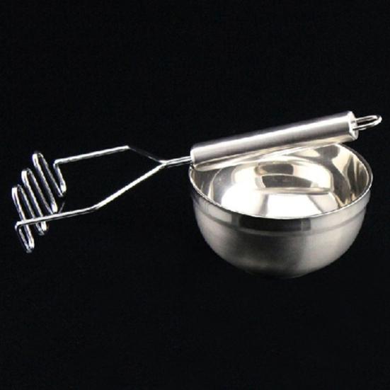 Stainless Steel Wave Shape Potato Masher Fruit Cutter Crusher Kitchen Supply