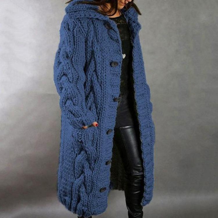 Plus Size 5XL Casual Streetwear Hooded Sweater Coat Fashion Women’s Long Sleeve Knitted Cardigan Coat Autumn Winter