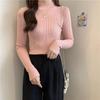 Women's Slim Fit High Neck Sweater: Korean Style, Long Sleeve Knit Top for Autumn/Winter 2024