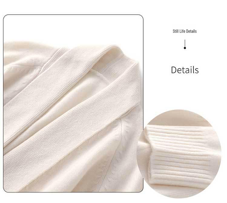 Autumn-Winter Cashmere Knit Women's Long Sleeve Loose Cardigan with Belt