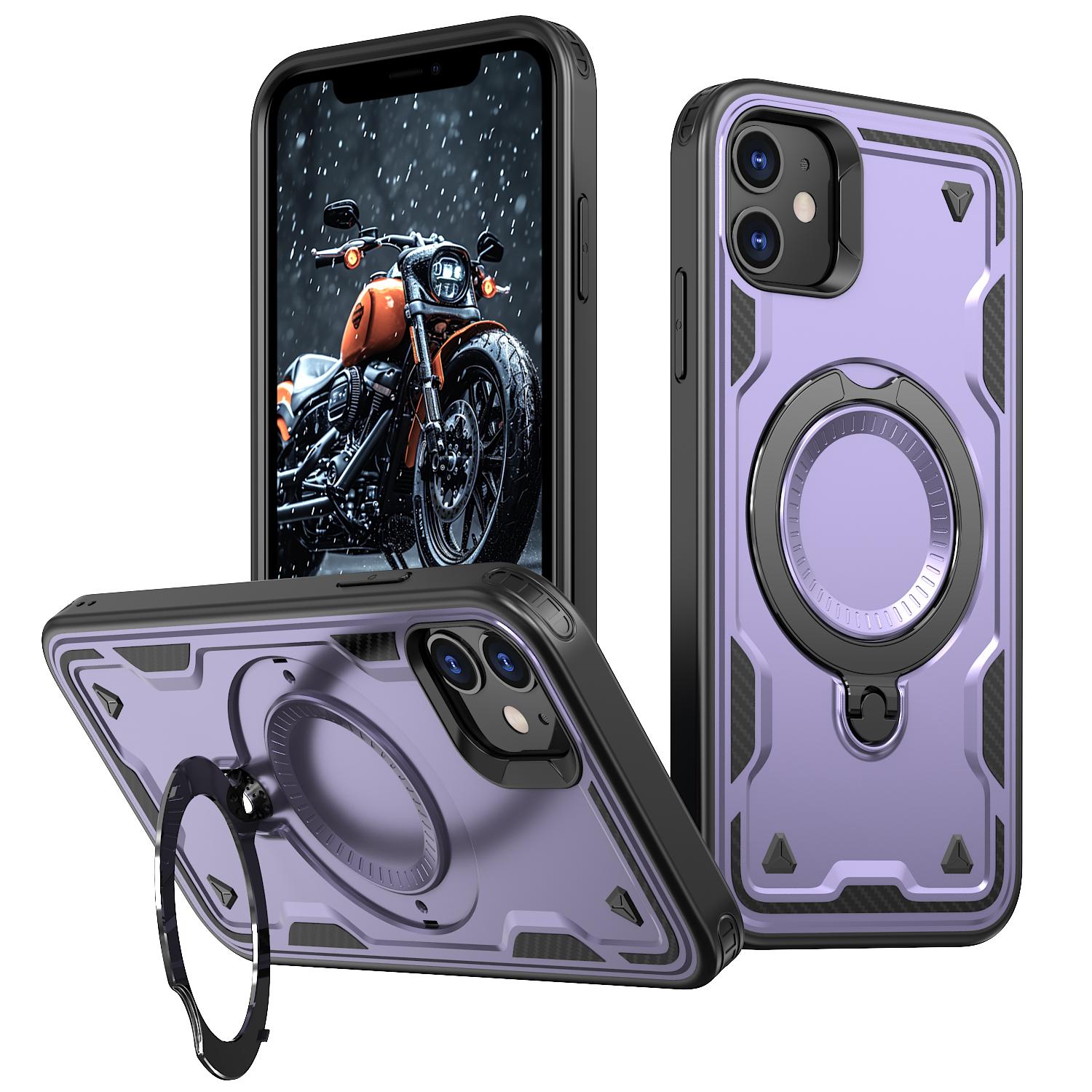 

For iPhone 11/XR Case Compatible with MagSafe Military Protection PC+TPU Kickstand Phone Cover Purple