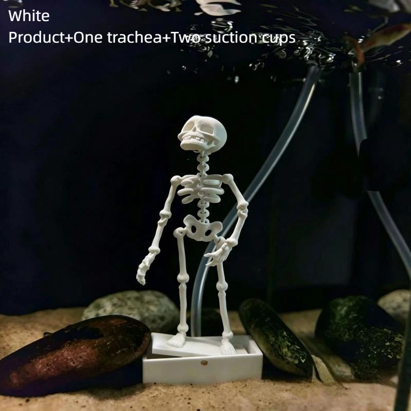 Aquarium Dancing Skeleton Bubbler Realistic Interactive Fish Tank Decor with Air Hose for Saltwater Aquarium Landscape